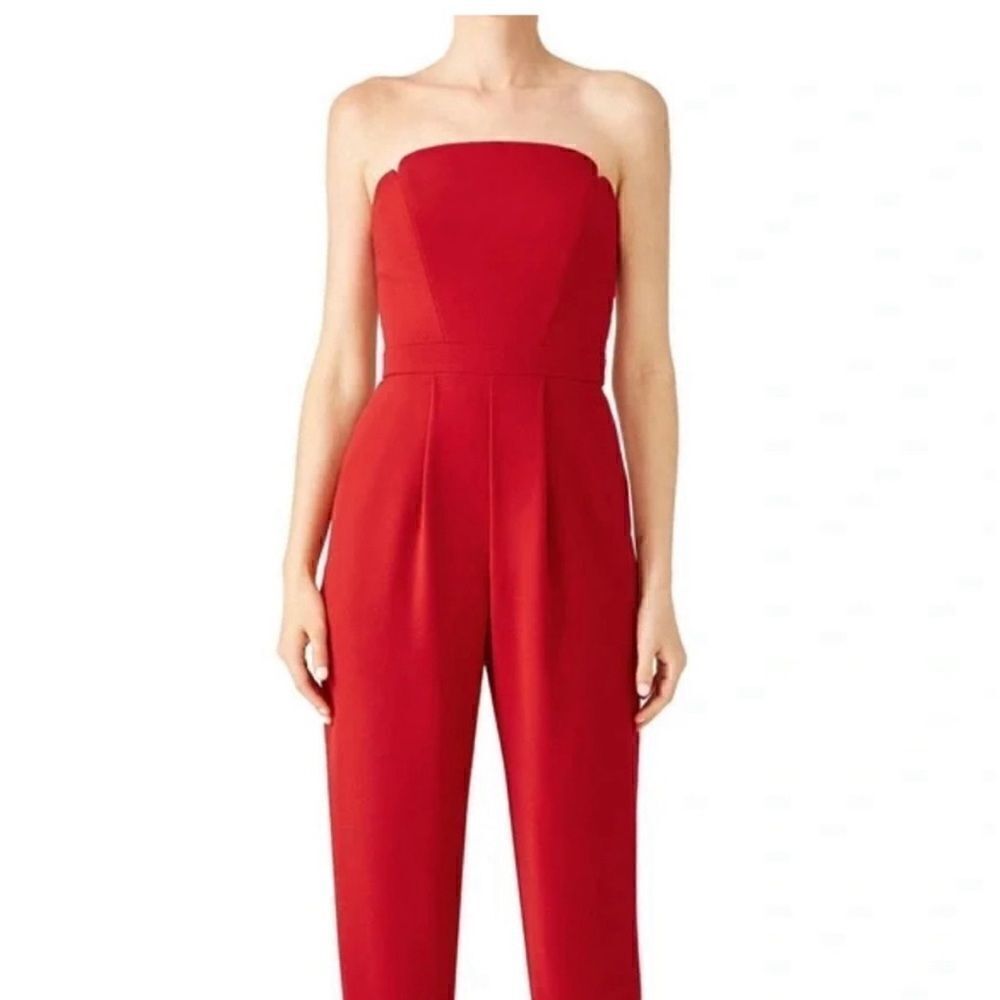 Jill Jill Stuart Kerra Red Strapless Wide Leg Jumpsuit
